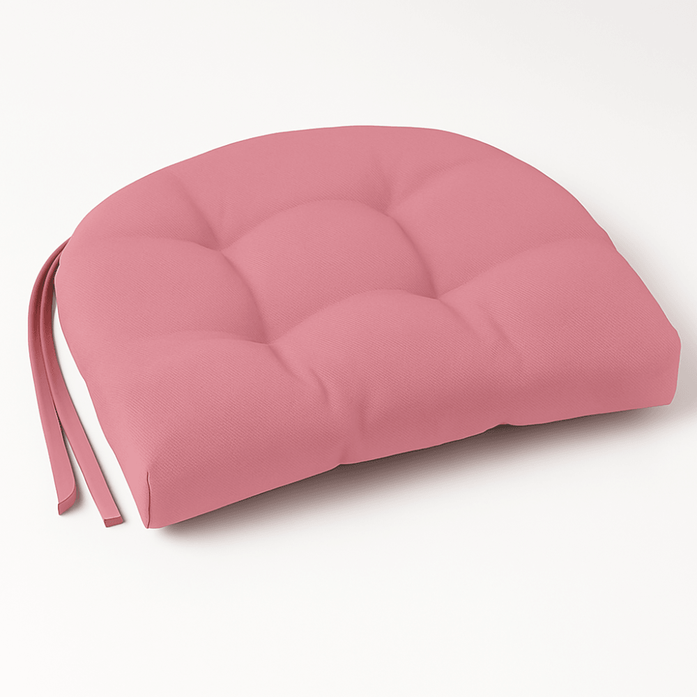 4 Pack Rounded Back Indoor Chair Cushions – Tufted Dining Seat Pads With Ties - Comfy Sofa Cover