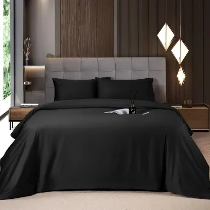 Solid Colored Lightweight Fitted Bedding Sheet Set With Deep Pocket