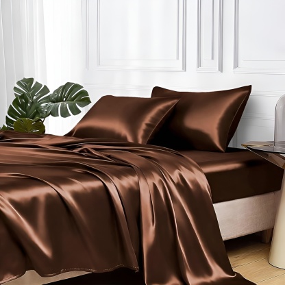 4 Piece Of Satin Queen Sheet Set With Deep Pocket