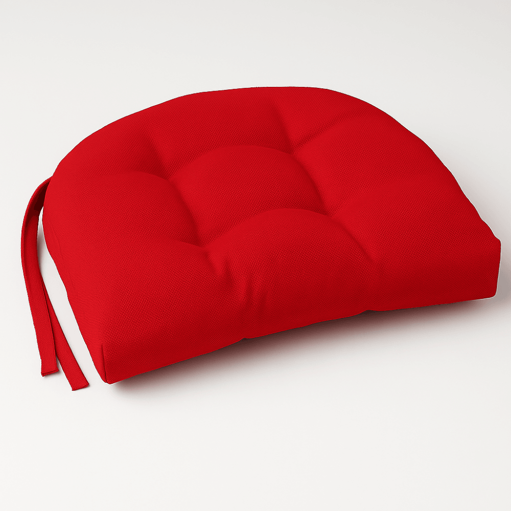 4 Pack Rounded Back Indoor Chair Cushions – Tufted Dining Seat Pads With Ties - Comfy Sofa Cover