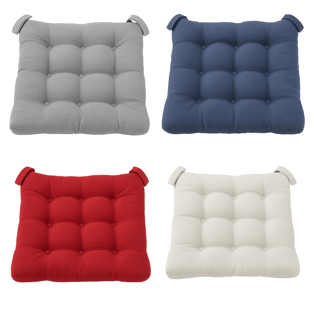 4 Piece Textured Chair Seat Cushion Set With Velcro Loops - Comfy Sofa Cover