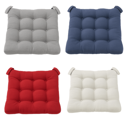 4 Piece Textured Chair Seat Cushion Set With Velcro Loops - Comfy Sofa Cover