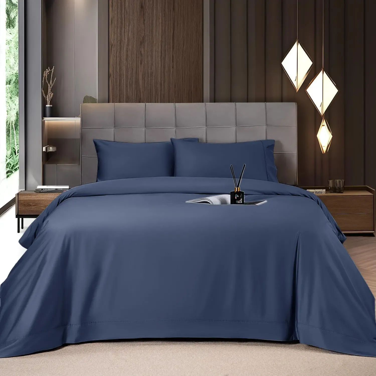 Solid Colored Lightweight Fitted Bedding Sheet Set With Deep Pocket