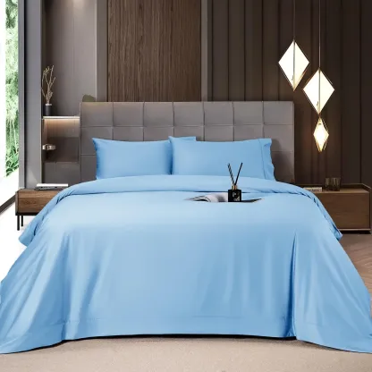Solid Colored Lightweight Fitted Bedding Sheet Set With Deep Pocket