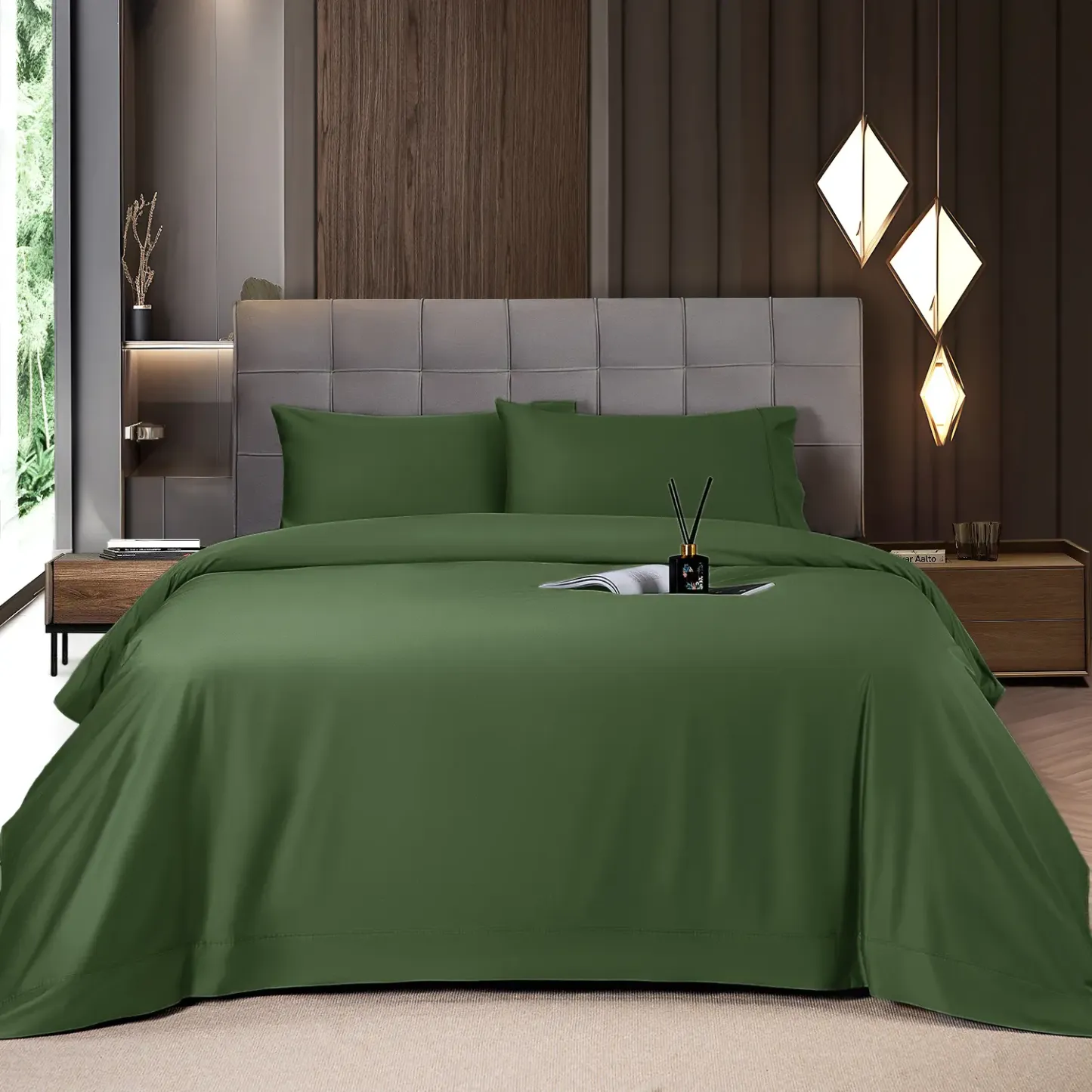 Solid Colored Lightweight Fitted Bedding Sheet Set With Deep Pocket