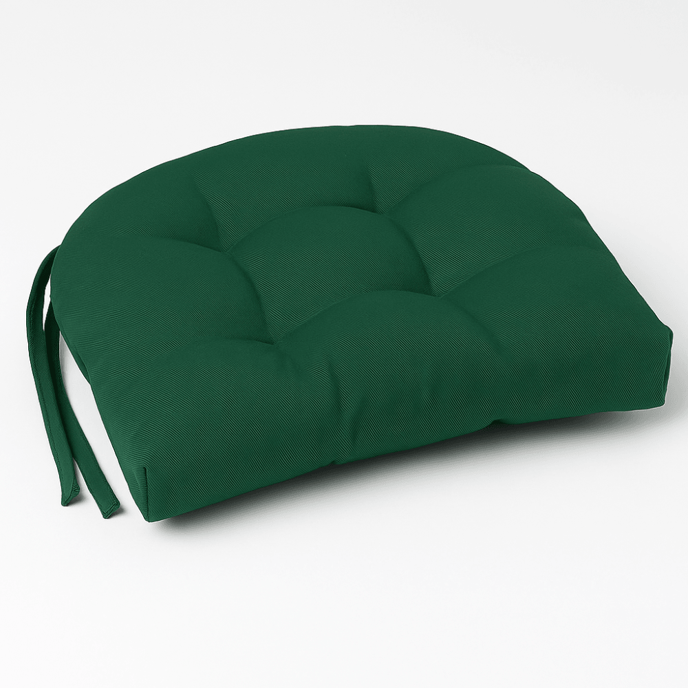 4 Pack Rounded Back Indoor Chair Cushions – Tufted Dining Seat Pads With Ties - Comfy Sofa Cover