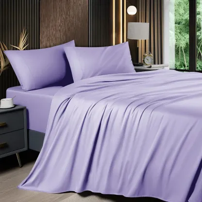 Solid Colored Lightweight Fitted Bedding Sheet Set With Deep Pocket