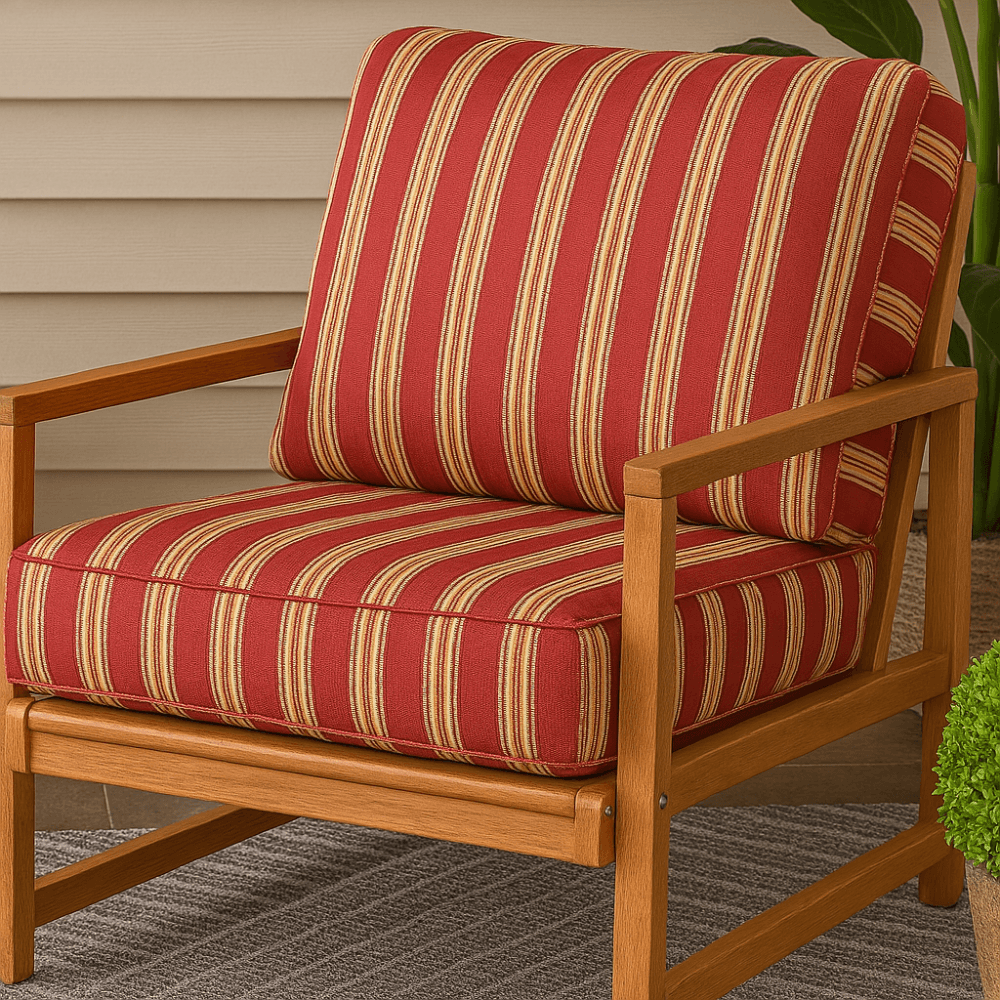 Outdoor Deep Seat Cushion Set - 2 Piece Tufted Back And Seat Pads for Lounge Chairs or Sofas - Comfy Sofa Cover