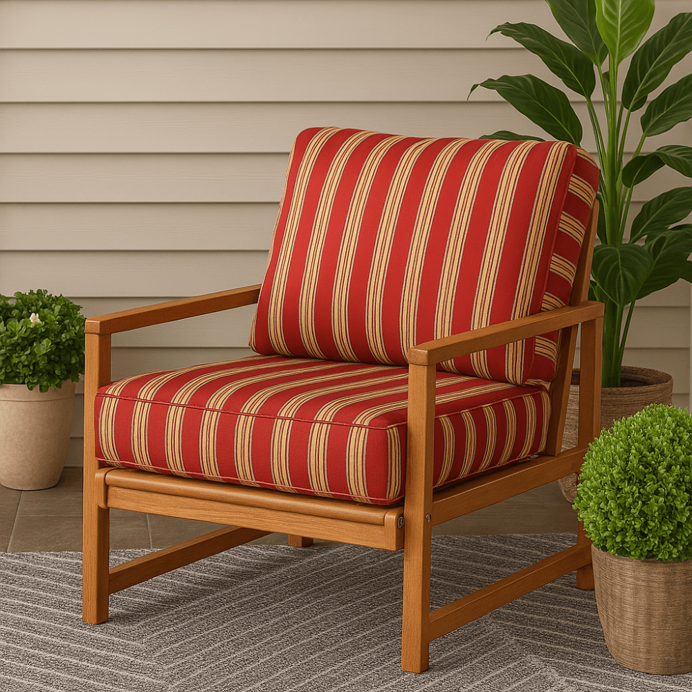 Outdoor Deep Seat Cushion Set - 2 Piece Tufted Back And Seat Pads for Lounge Chairs or Sofas - Comfy Sofa Cover