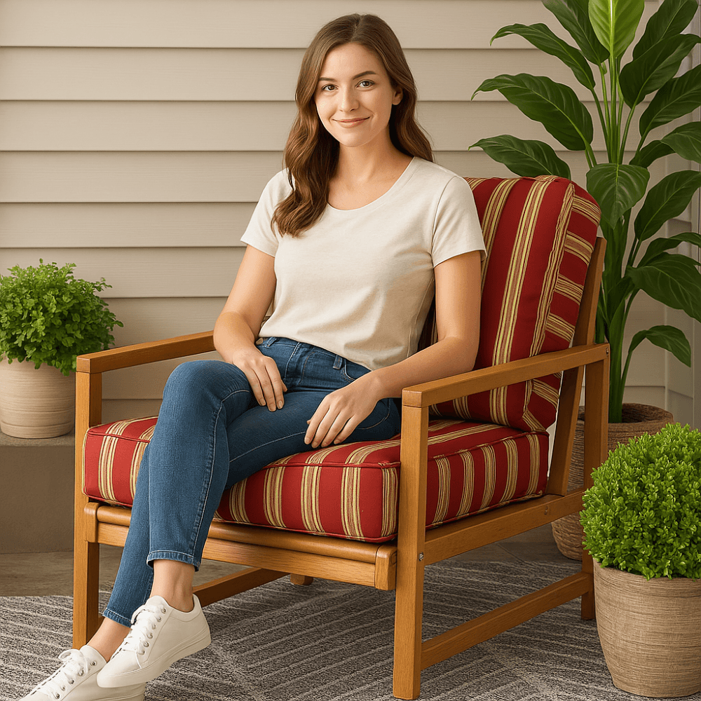 Outdoor Deep Seat Cushion Set - 2 Piece Tufted Back And Seat Pads for Lounge Chairs or Sofas - Comfy Sofa Cover