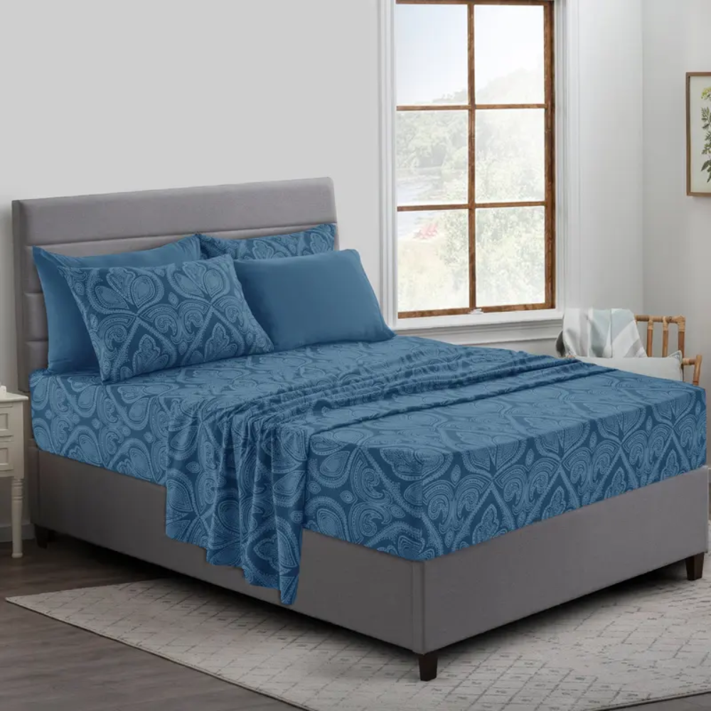 Pack Of 6 Embroidered Bed Sheet Set King