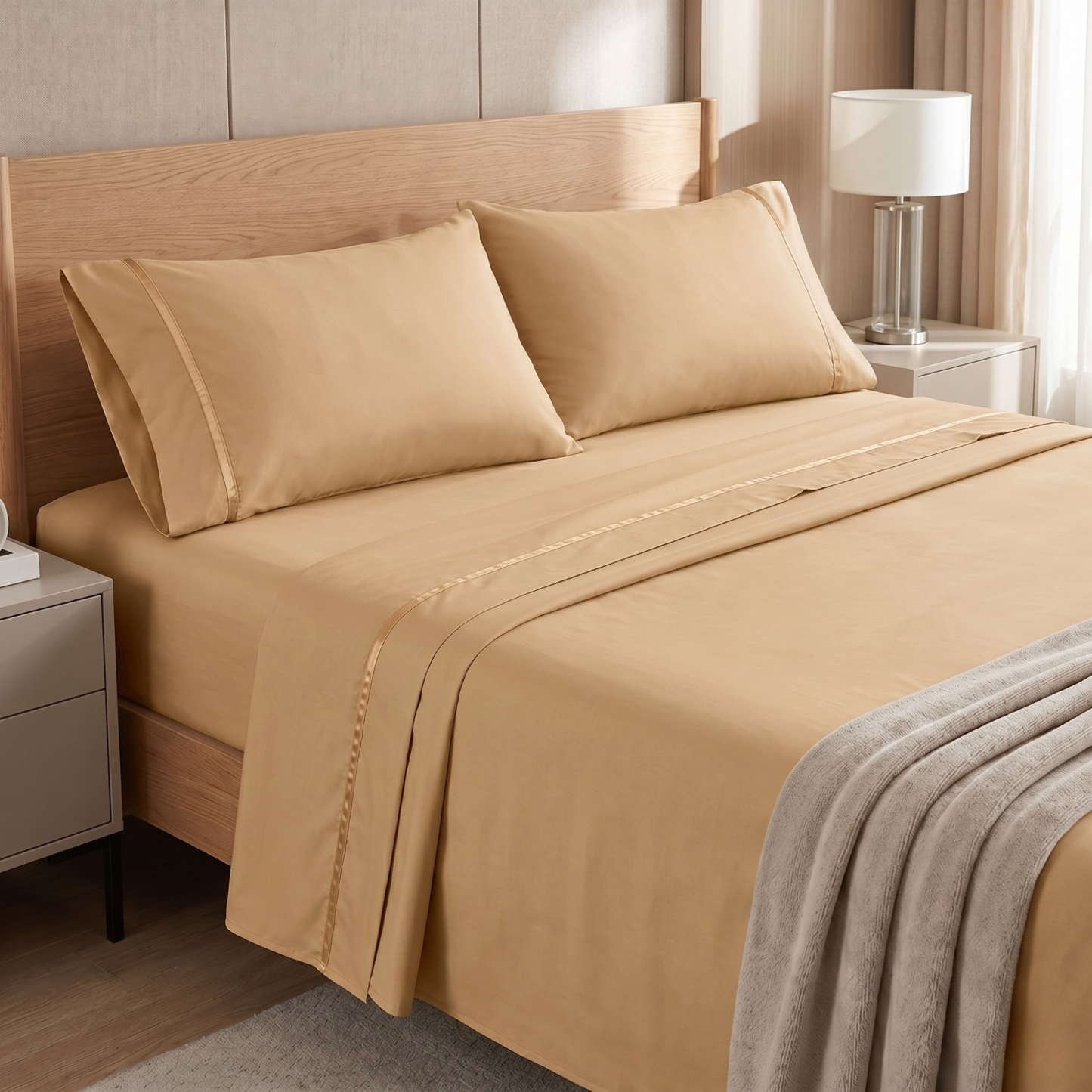 4 Piece Cooling Microfiber Bed Sheet Set With Deep Pocket