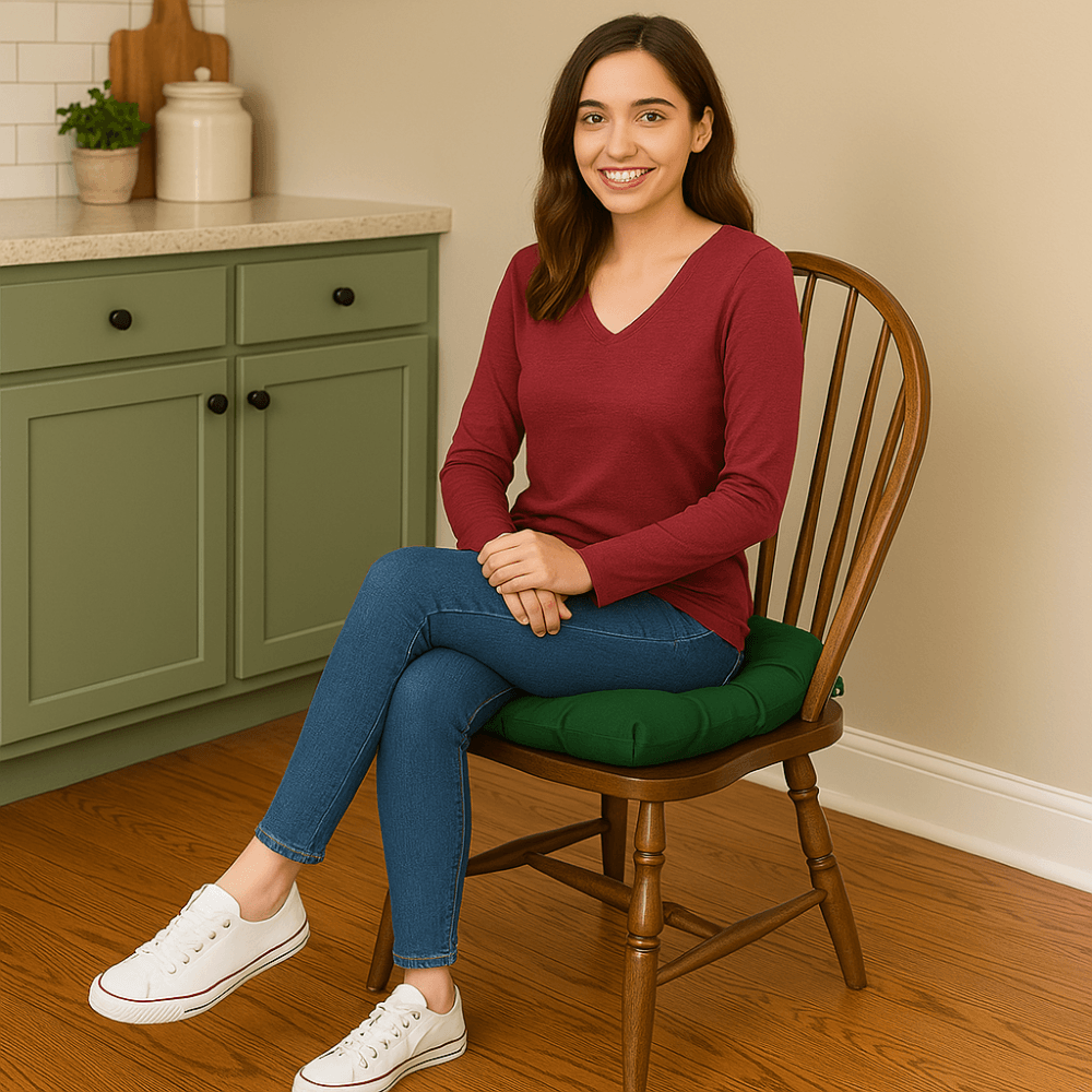 4 Pack Rounded Back Indoor Chair Cushions – Tufted Dining Seat Pads With Ties - Comfy Sofa Cover