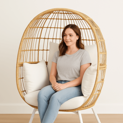 4 Piece Outdoor Egg Chair Replacement Set With Removable Covers - Comfy Sofa Cover