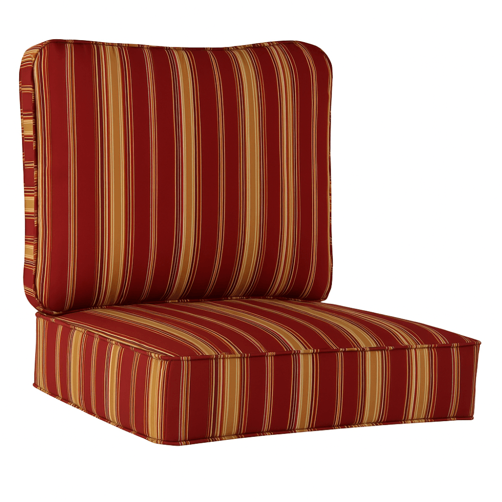 Outdoor Deep Seat Cushion Set - 2 Piece Tufted Back And Seat Pads for Lounge Chairs or Sofas - Comfy Sofa Cover