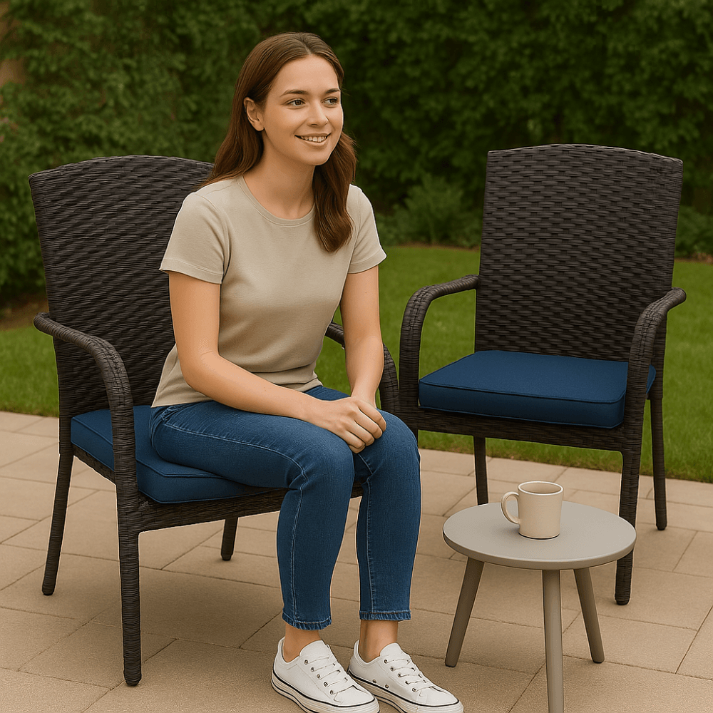 Outdoor Square Seat Pads With Cushion Ties – Set of 2 - Comfy Sofa Cover