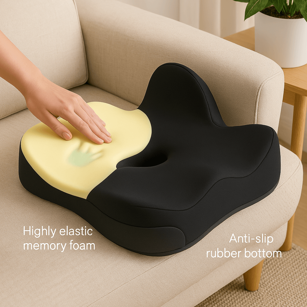 Ergonomic Memory Foam Seat Cushion With Hollow Vent Design - Comfy Sofa Cover