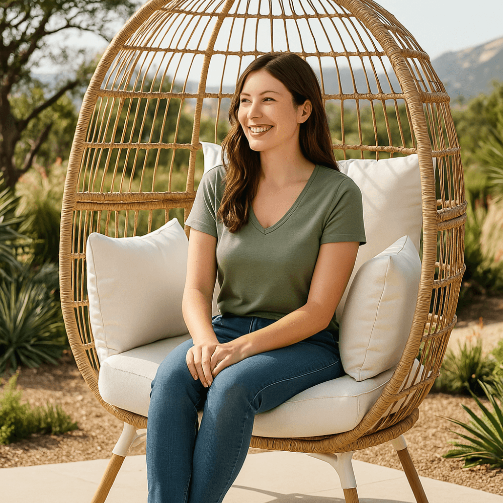 4 Piece Outdoor Egg Chair Replacement Set With Removable Covers - Comfy Sofa Cover