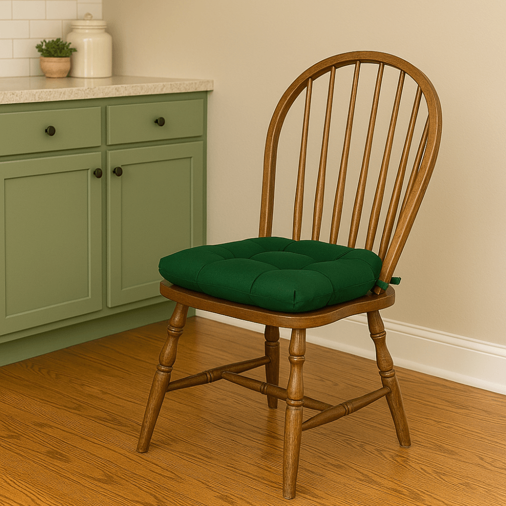 4 Pack Rounded Back Indoor Chair Cushions – Tufted Dining Seat Pads With Ties - Comfy Sofa Cover