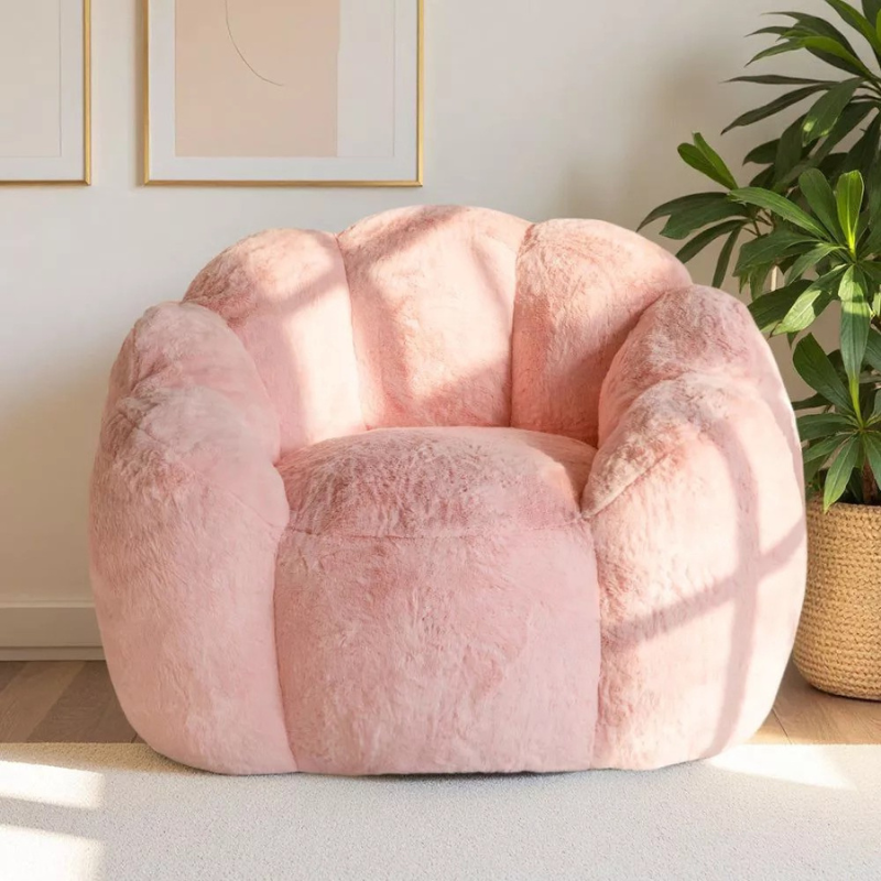 Floral Shaped Faux Fur Bean Bag Chair