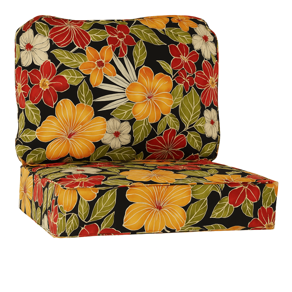 Outdoor Deep Seat Cushion Set - 2 Piece Tufted Back And Seat Pads for Lounge Chairs or Sofas - Comfy Sofa Cover