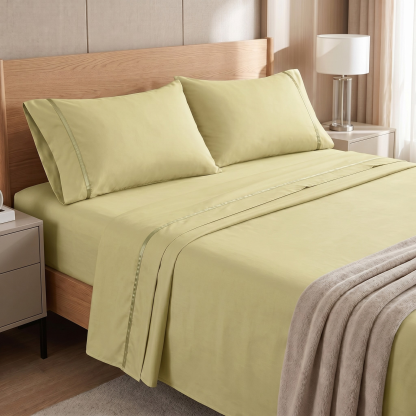 4 Piece Cooling Microfiber Bed Sheet Set With Deep Pocket