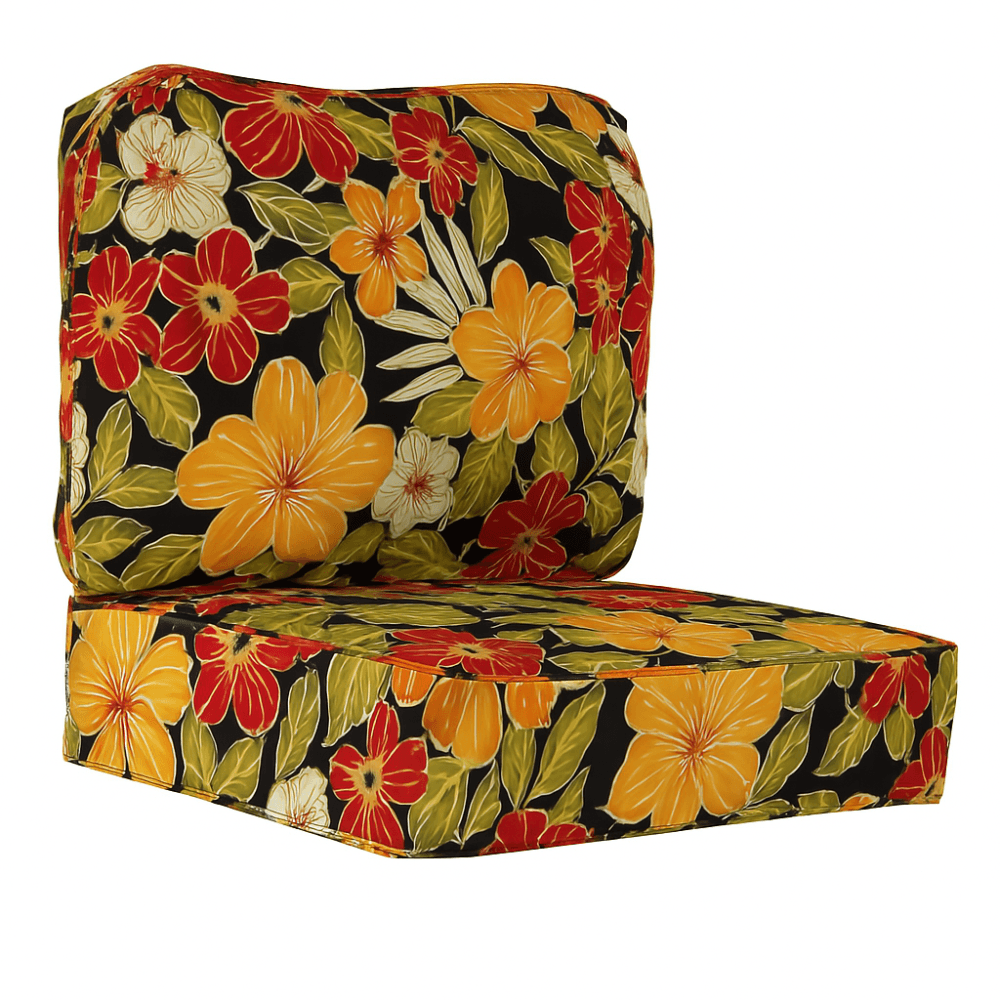 Outdoor Deep Seat Cushion Set - 2 Piece Tufted Back And Seat Pads for Lounge Chairs or Sofas - Comfy Sofa Cover
