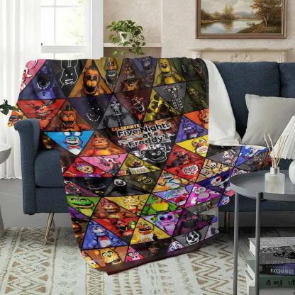 Animatronic Collage Gaming Theme Flannel Blanket