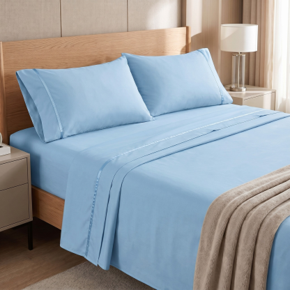 4 Piece Cooling Microfiber Bed Sheet Set With Deep Pocket