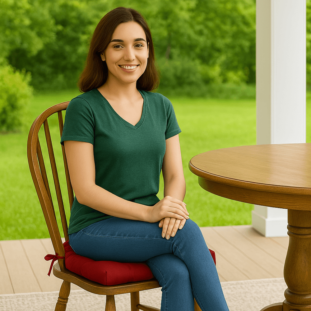 4 Pack Rounded Back Indoor Chair Cushions – Tufted Dining Seat Pads With Ties - Comfy Sofa Cover