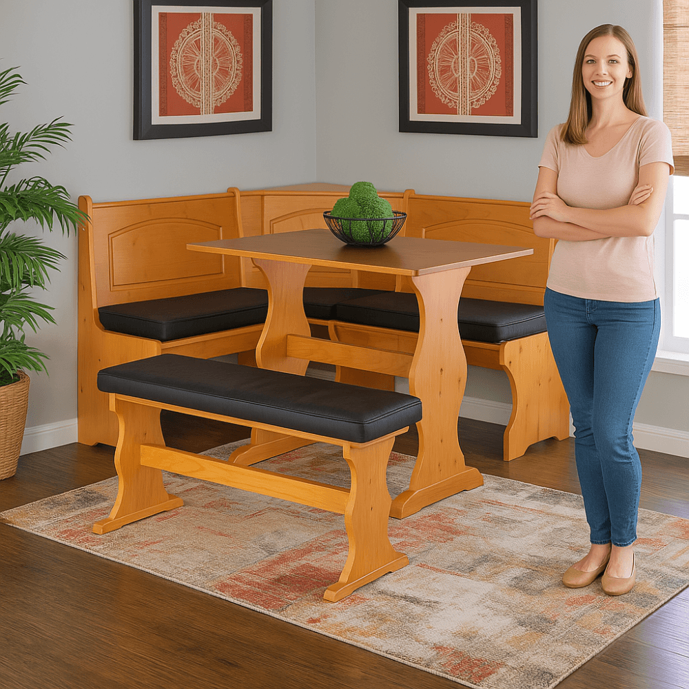 4 Piece Dining Nook Cushion Set – Soft Padded Seat Pads for Corner Benches - Comfy Sofa Cover