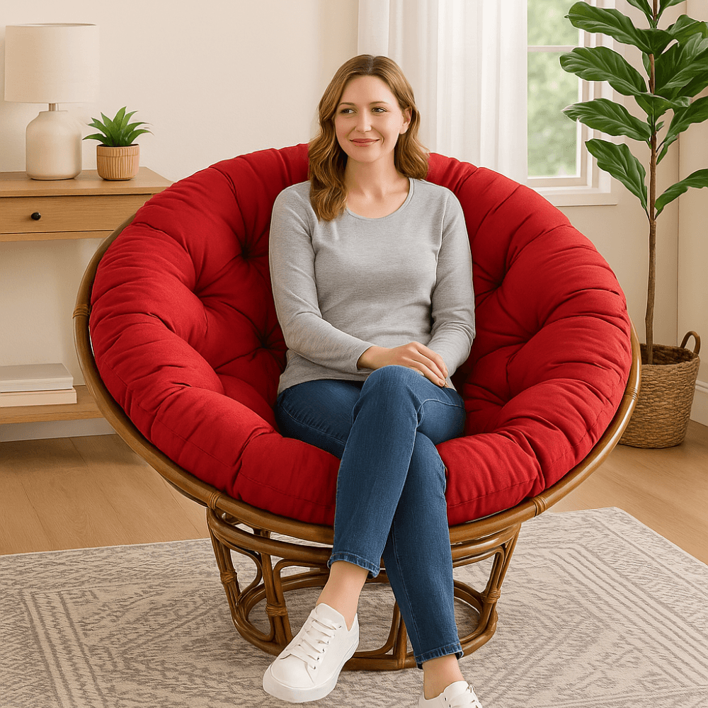 52 Inch Indoor Papasan Chair Cushion – Round Tufted Floor Or Seat Pad - Comfy Sofa Cover