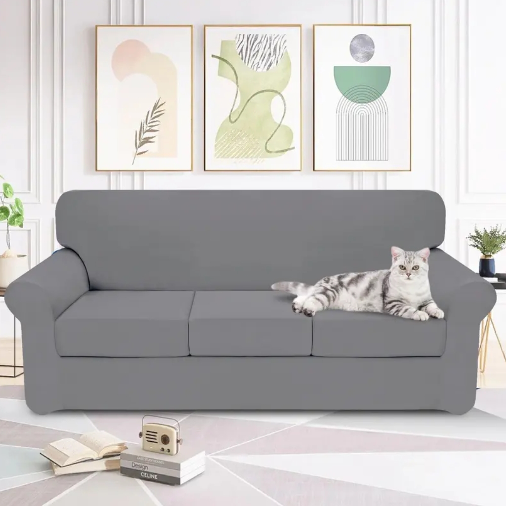 Stretch Soft Couch Cover for Dogs, Christmas Slipcover for Sofa with 1/2/3 Seperated Cushions