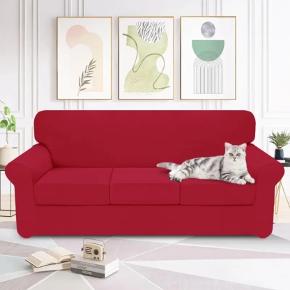 Stretch Soft Couch Cover for Dogs, Christmas Slipcover for Sofa with 1/2/3 Seperated Cushions