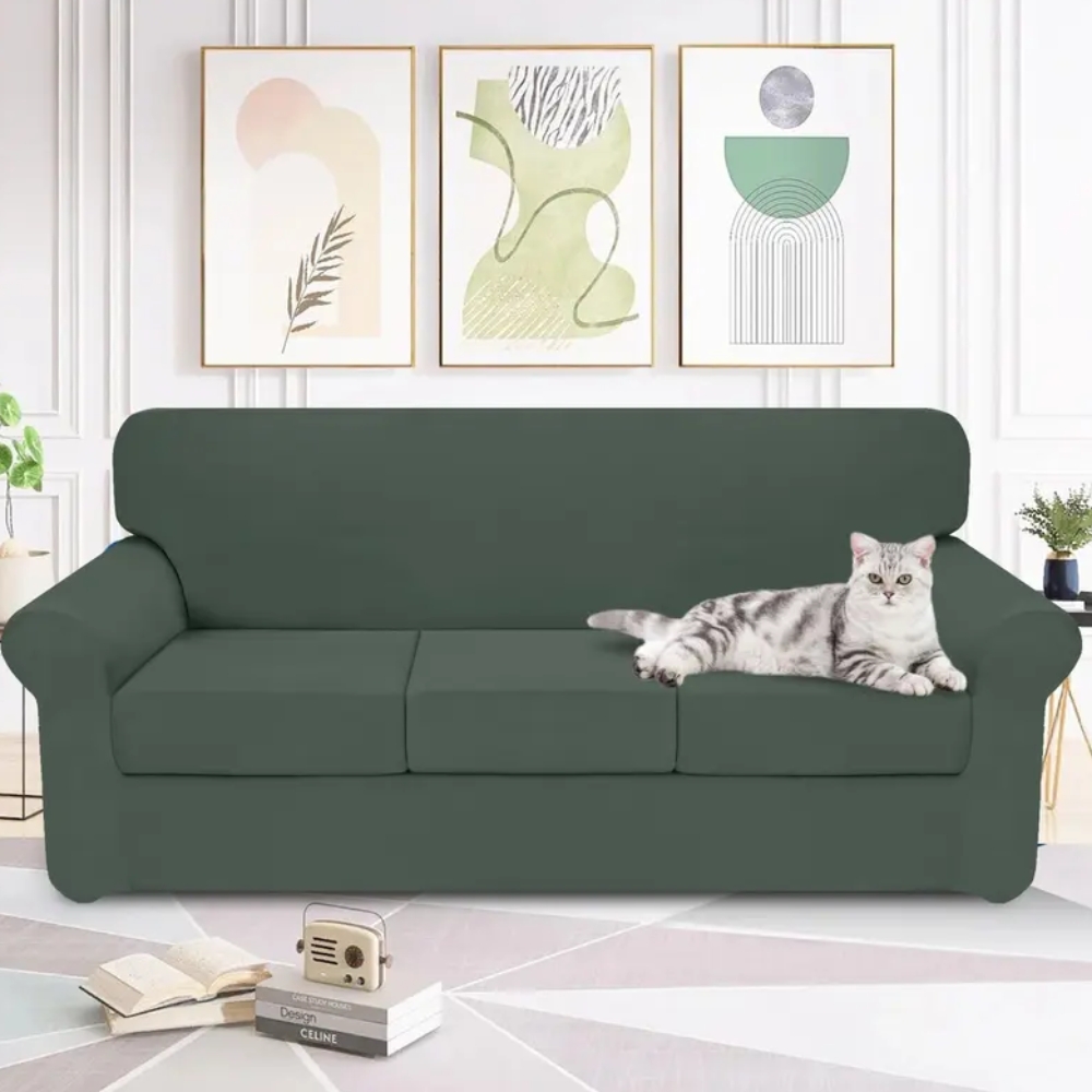 Stretch Soft Couch Cover for Dogs, Christmas Slipcover for Sofa with 1/2/3 Seperated Cushions