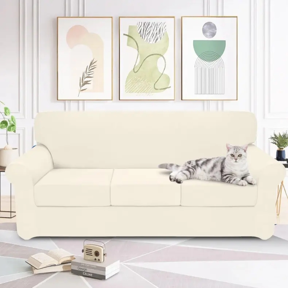 Stretch Soft Couch Cover for Dogs, Christmas Slipcover for Sofa with 1/2/3 Seperated Cushions