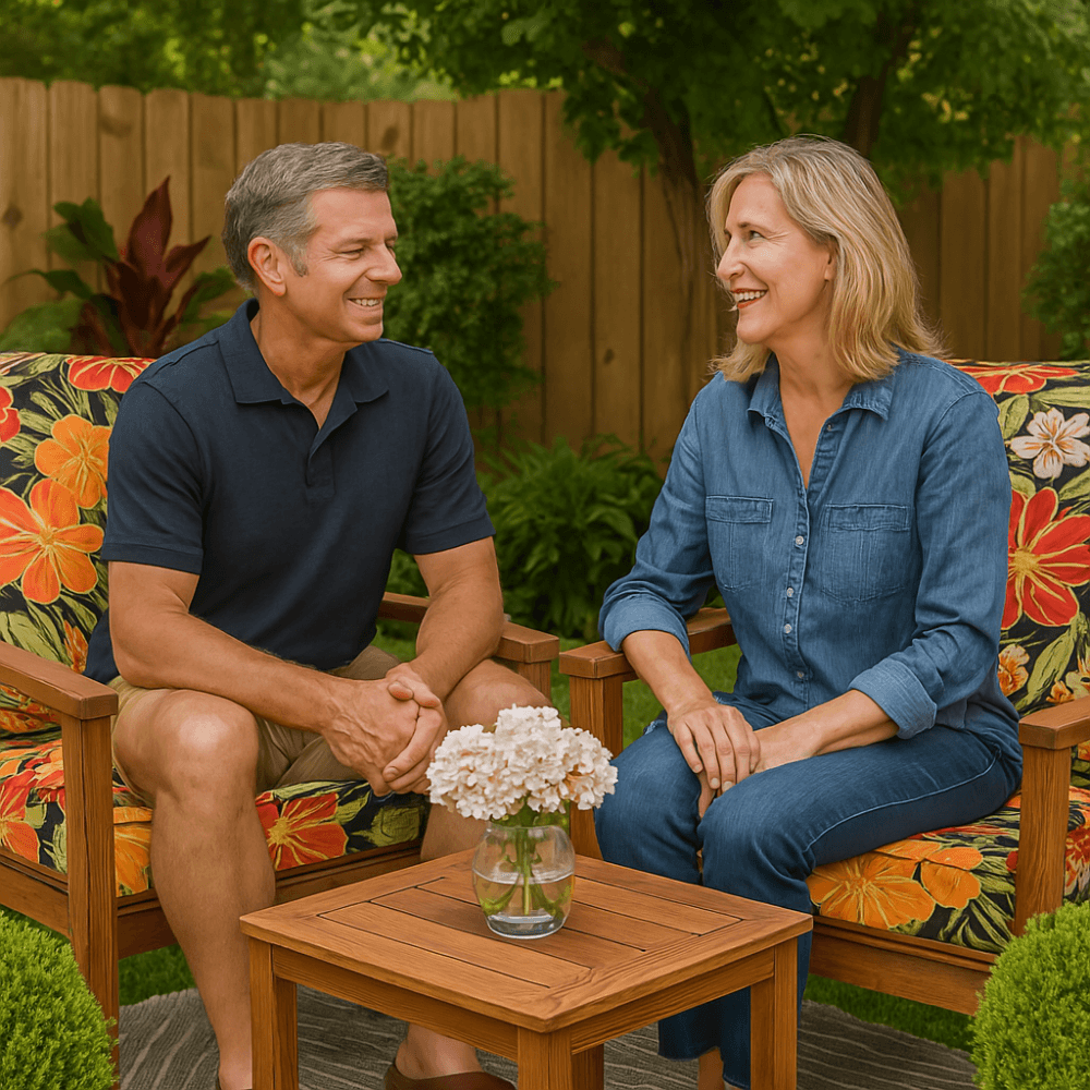 Outdoor Deep Seat Cushion Set - 2 Piece Tufted Back And Seat Pads for Lounge Chairs or Sofas - Comfy Sofa Cover