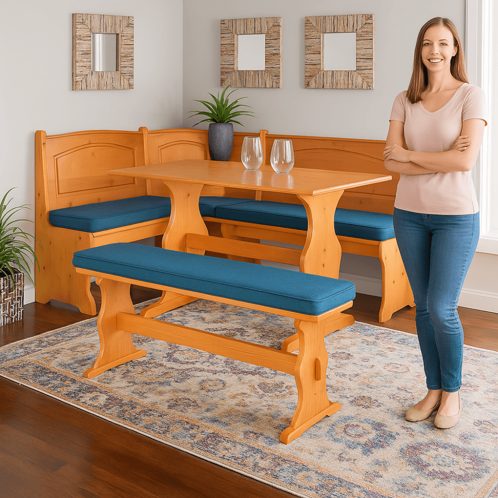 4 Piece Dining Nook Cushion Set – Soft Padded Seat Pads for Corner Benches - Comfy Sofa Cover