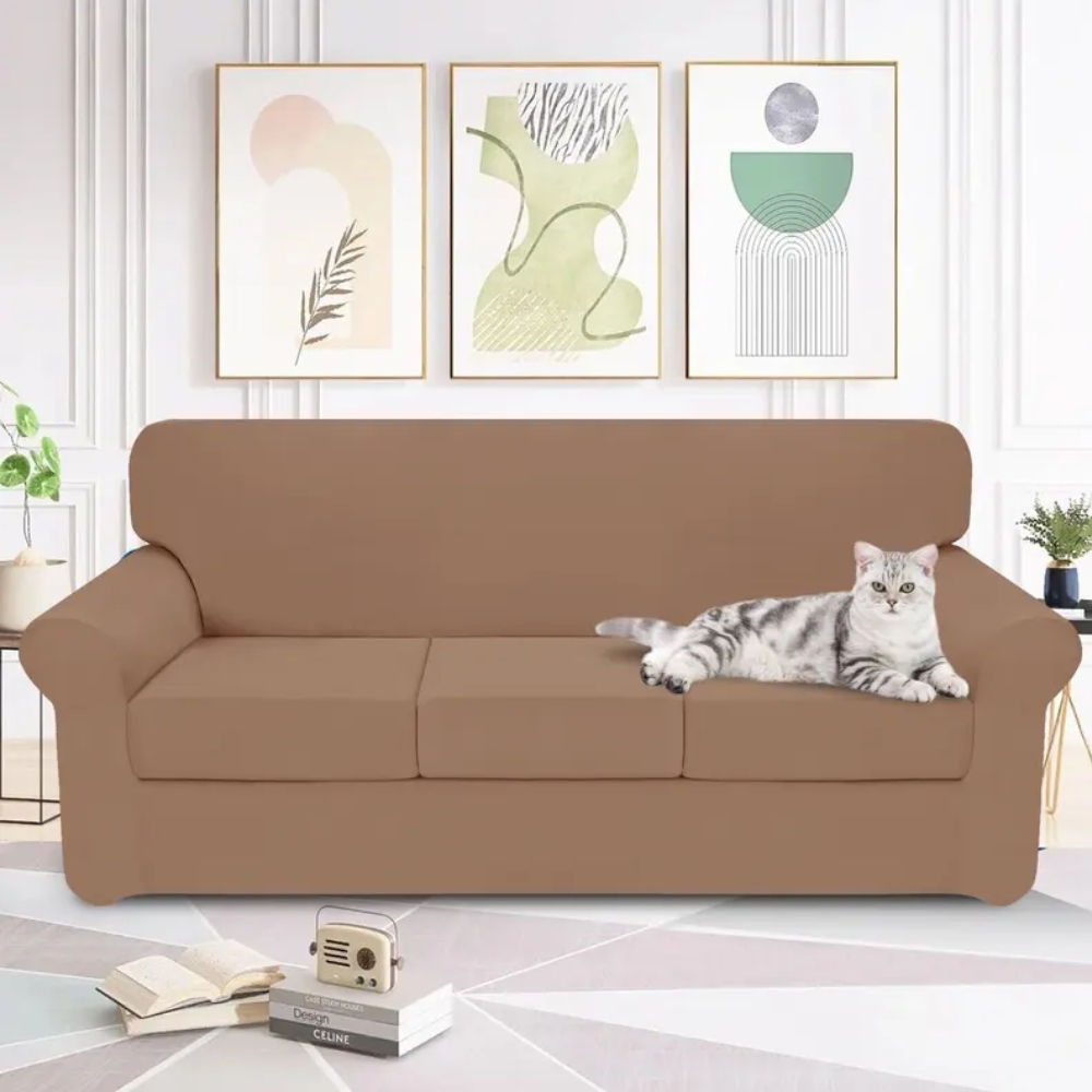 Stretch Soft Couch Cover for Dogs, Christmas Slipcover for Sofa with 1/2/3 Seperated Cushions