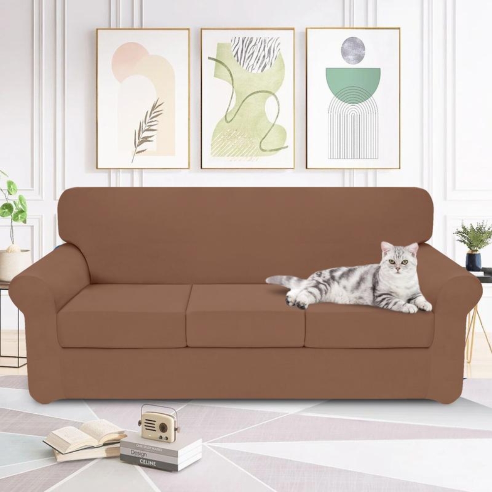Stretch Soft Couch Cover for Dogs, Christmas Slipcover for Sofa with 1/2/3 Seperated Cushions