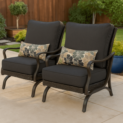 6 Piece Outdoor Chair Cushion Set – Seat, Back, and Pillows - Comfy Sofa Cover