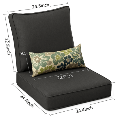 6 Piece Outdoor Chair Cushion Set – Seat, Back, and Pillows - Comfy Sofa Cover