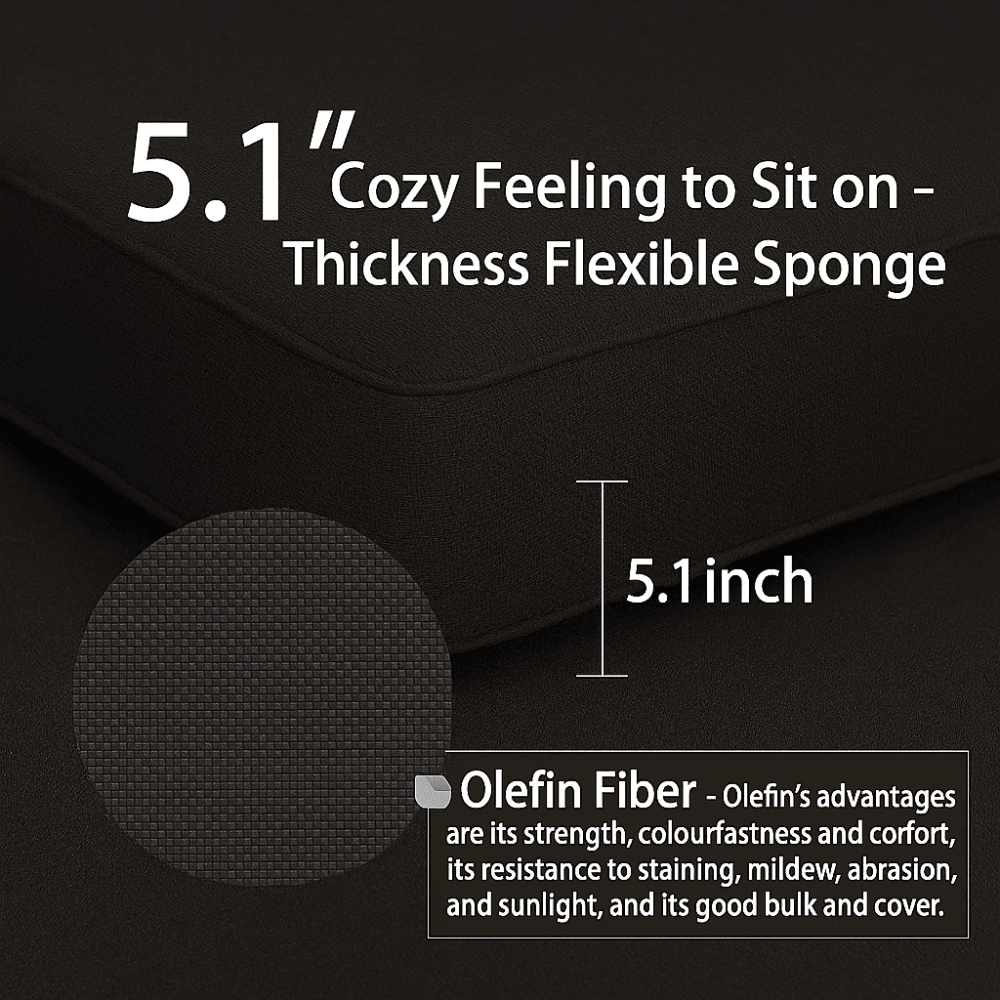 6 Piece Outdoor Chair Cushion Set – Seat, Back, and Pillows - Comfy Sofa Cover