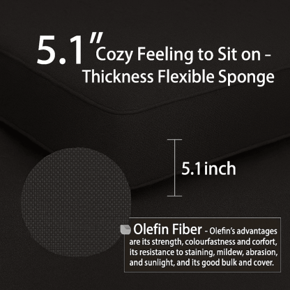 6 Piece Outdoor Chair Cushion Set – Seat, Back, and Pillows - Comfy Sofa Cover