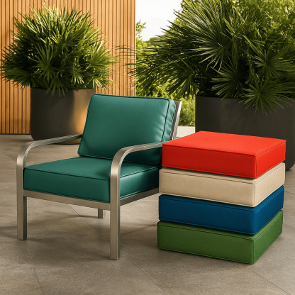 2 Piece Outdoor Lounge Seat And Back Set With Removable Covers – Square Shape - Comfy Sofa Cover