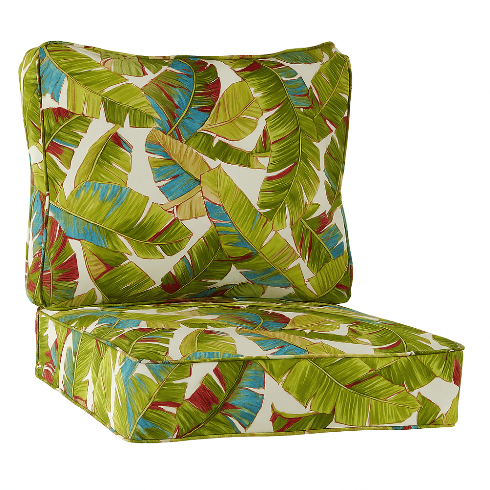 Outdoor Deep Seat Cushion Set - 2 Piece Tufted Back And Seat Pads for Lounge Chairs or Sofas - Comfy Sofa Cover