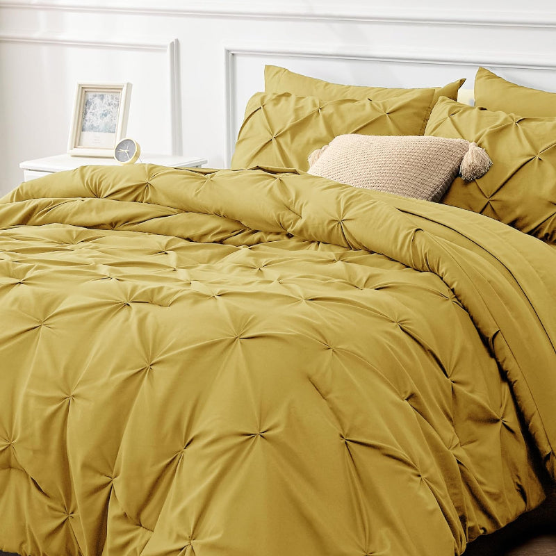 7 Pieces Comforters Pintuck Bedding Sets With Pillowcases And Shams