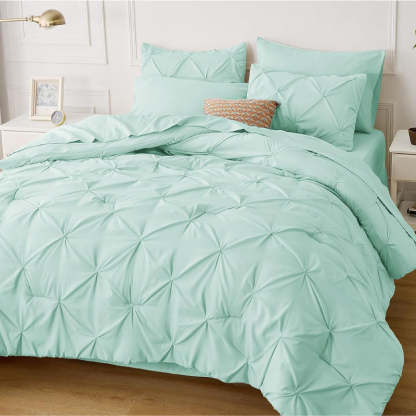 7 Pieces Comforters Pintuck Bedding Sets With Pillowcases And Shams