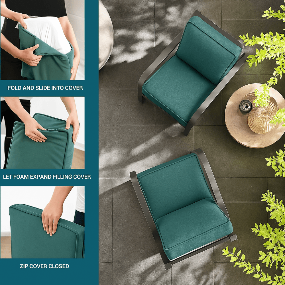 2 Piece Outdoor Lounge Seat And Back Set With Removable Covers – Square Shape - Comfy Sofa Cover