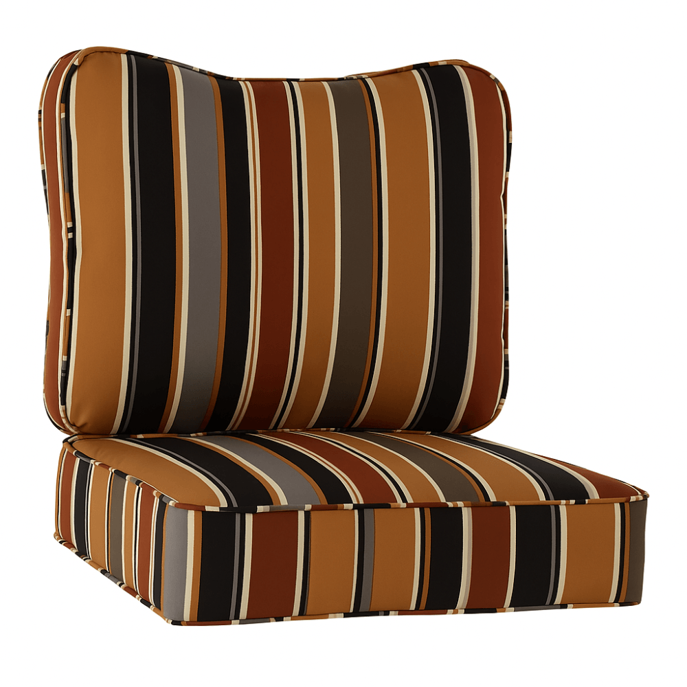 Outdoor Deep Seat Cushion Set - 2 Piece Tufted Back And Seat Pads for Lounge Chairs or Sofas - Comfy Sofa Cover